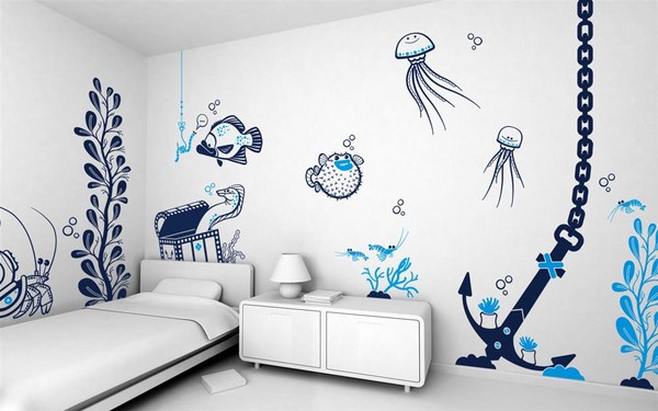 Sådan dekoreres en væg i et rum smukt: fotos, ideer