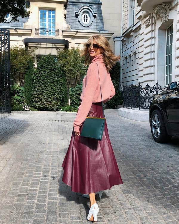 Rok kulit 2020-2021 - imej indah dan trend terkini dalam skirt kulit